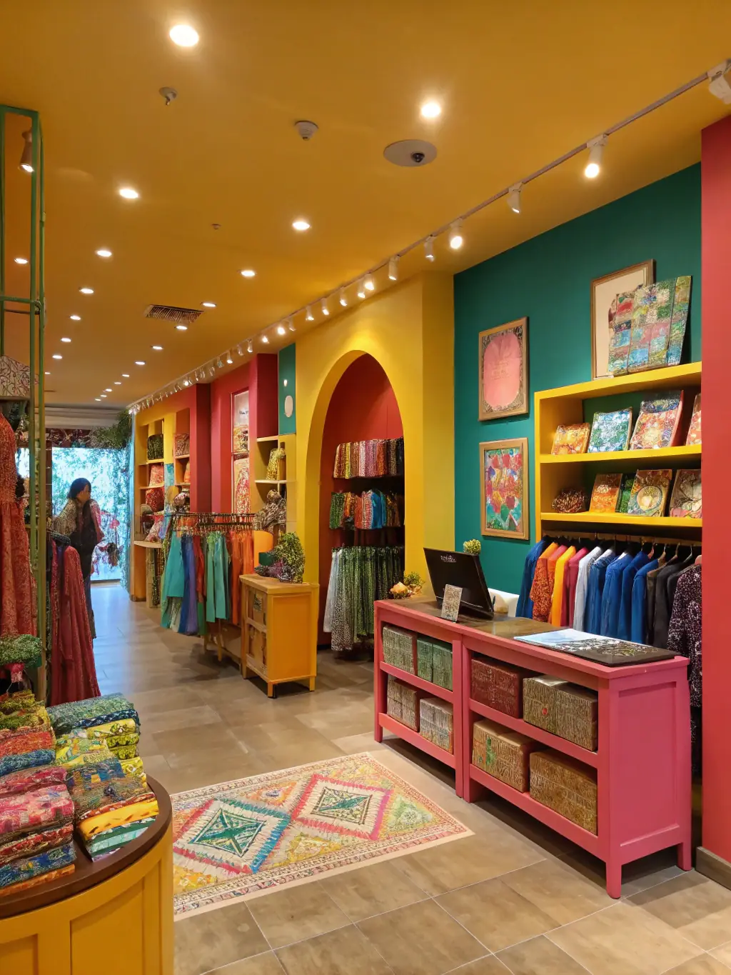 A retail store interior with creative displays, strategic product placement, and a welcoming entrance, illustrating a commercial retail design project by FormNest Design Studio.